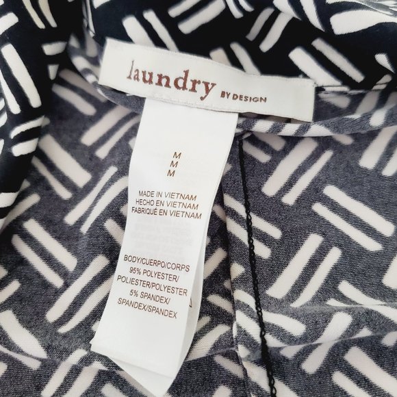 Laundry by Design Dress Wrap Geometric Retro Vintage Stretch Black White M - Picture 7 of 10
